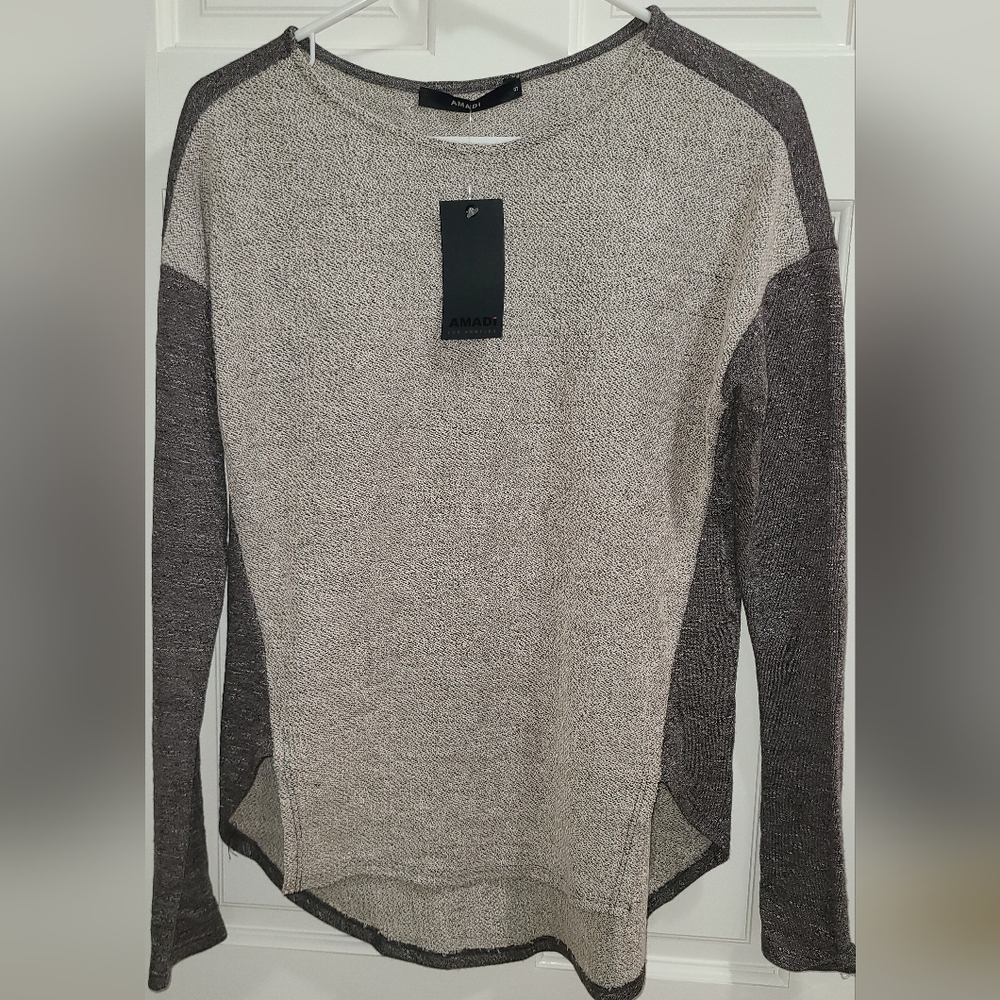 Anthropologie Amadi Women's Gray Two Toned Pullover Sweatshirt